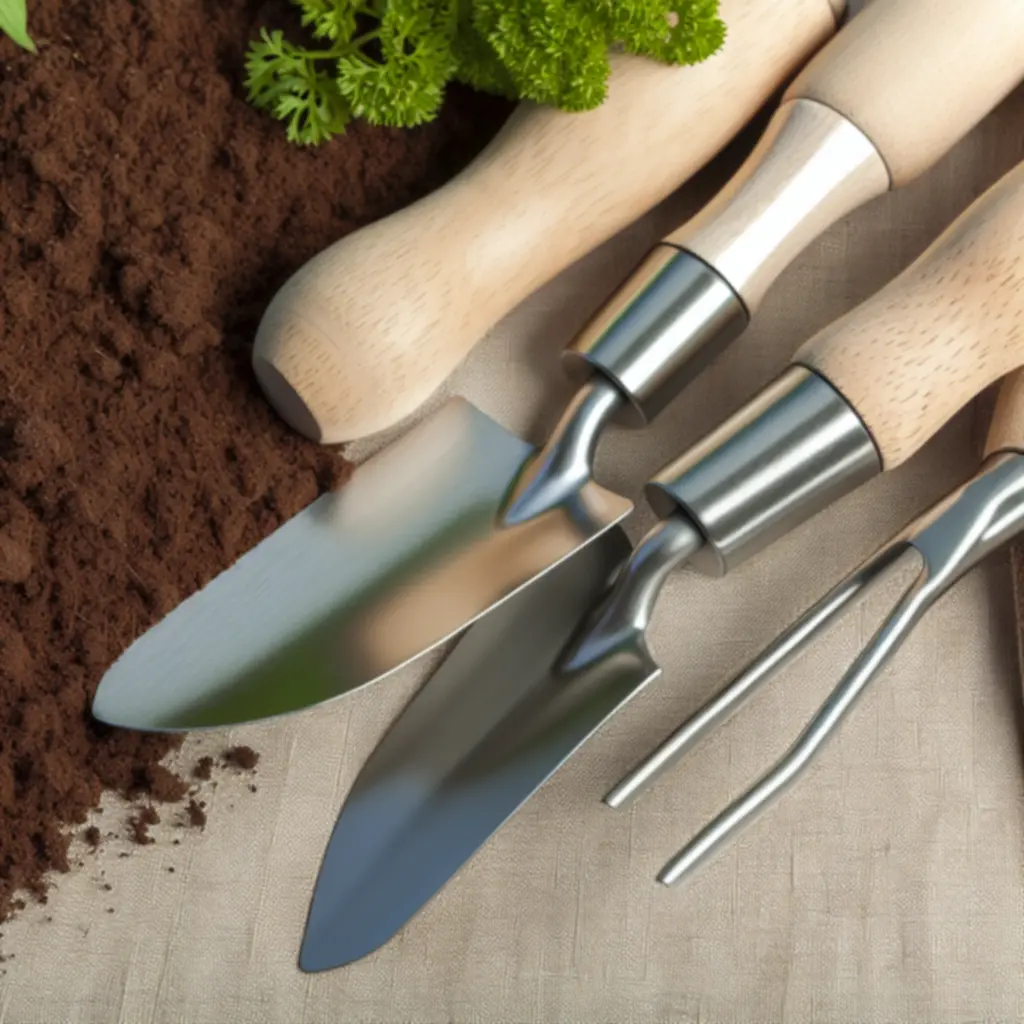 Kézműves minőségű kertészeti szerszámok természeti környezetben