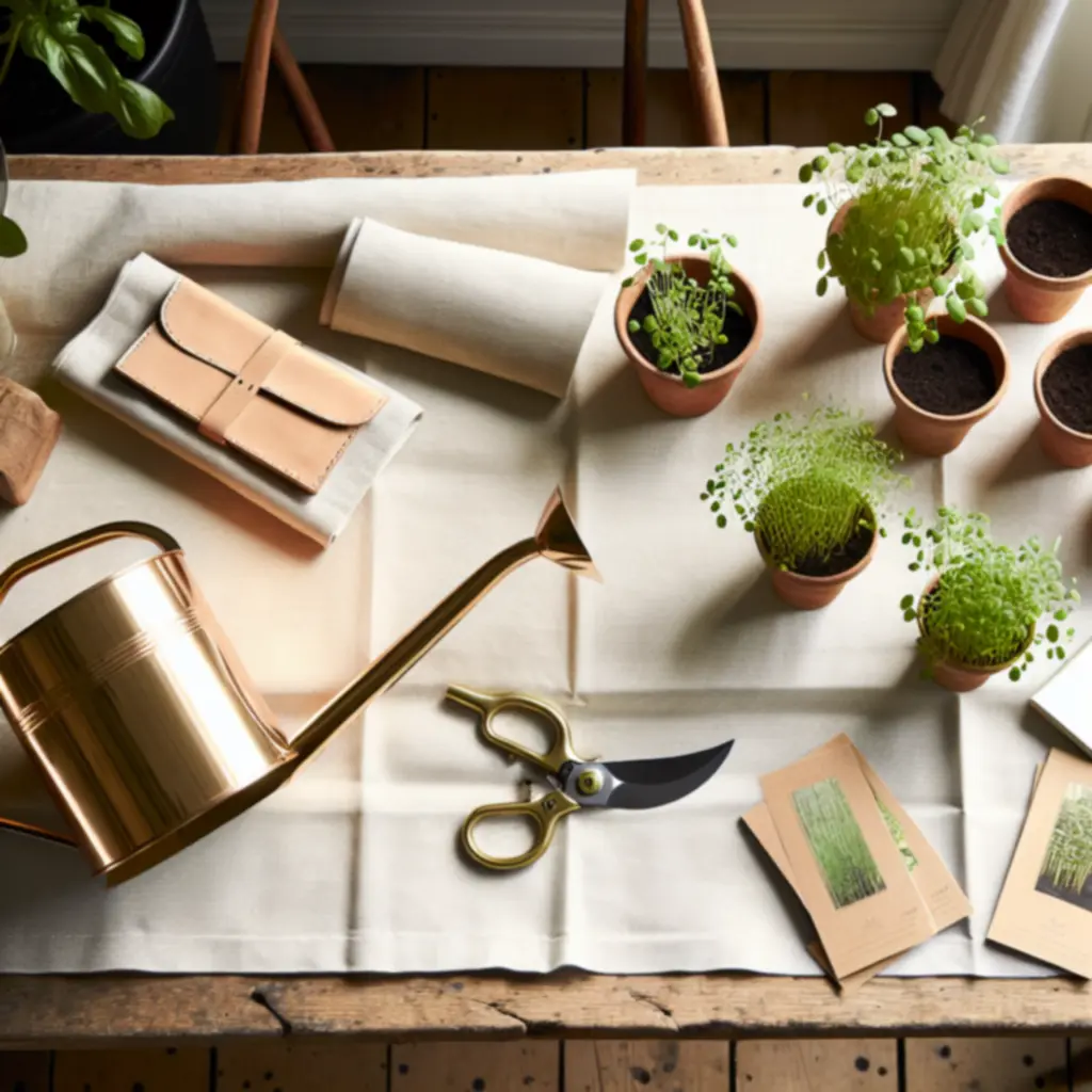 Kurált kertészeti eszközök professzionális munkaterületen