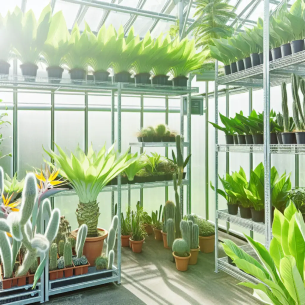 Üvegház belső: kontrollált termesztési körülmények