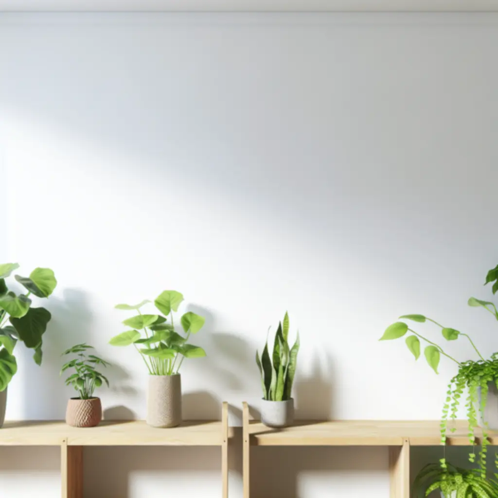 Zöld szobanövények modern otthoni környezetben