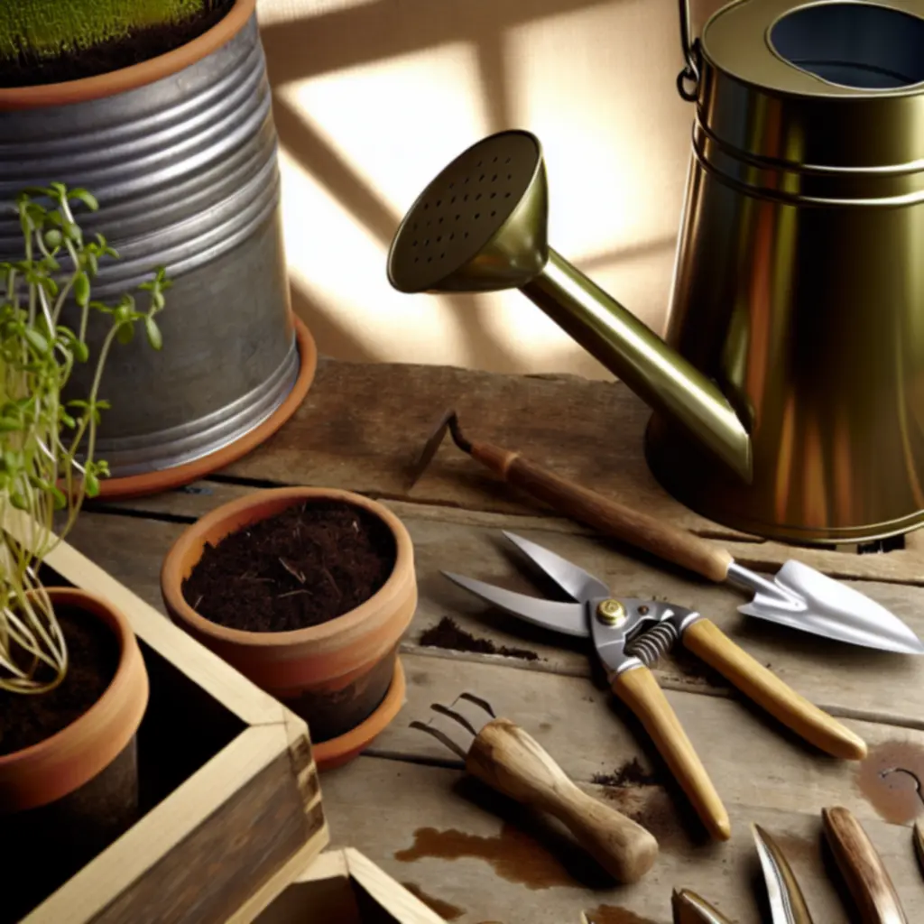 Prémium kertészeti szerszámok fa nyelekkel esztétikus elrendezésben