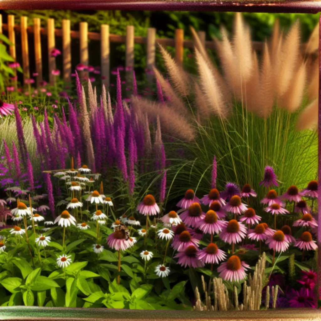 Dús nyári évelőágy teljes virágzásban