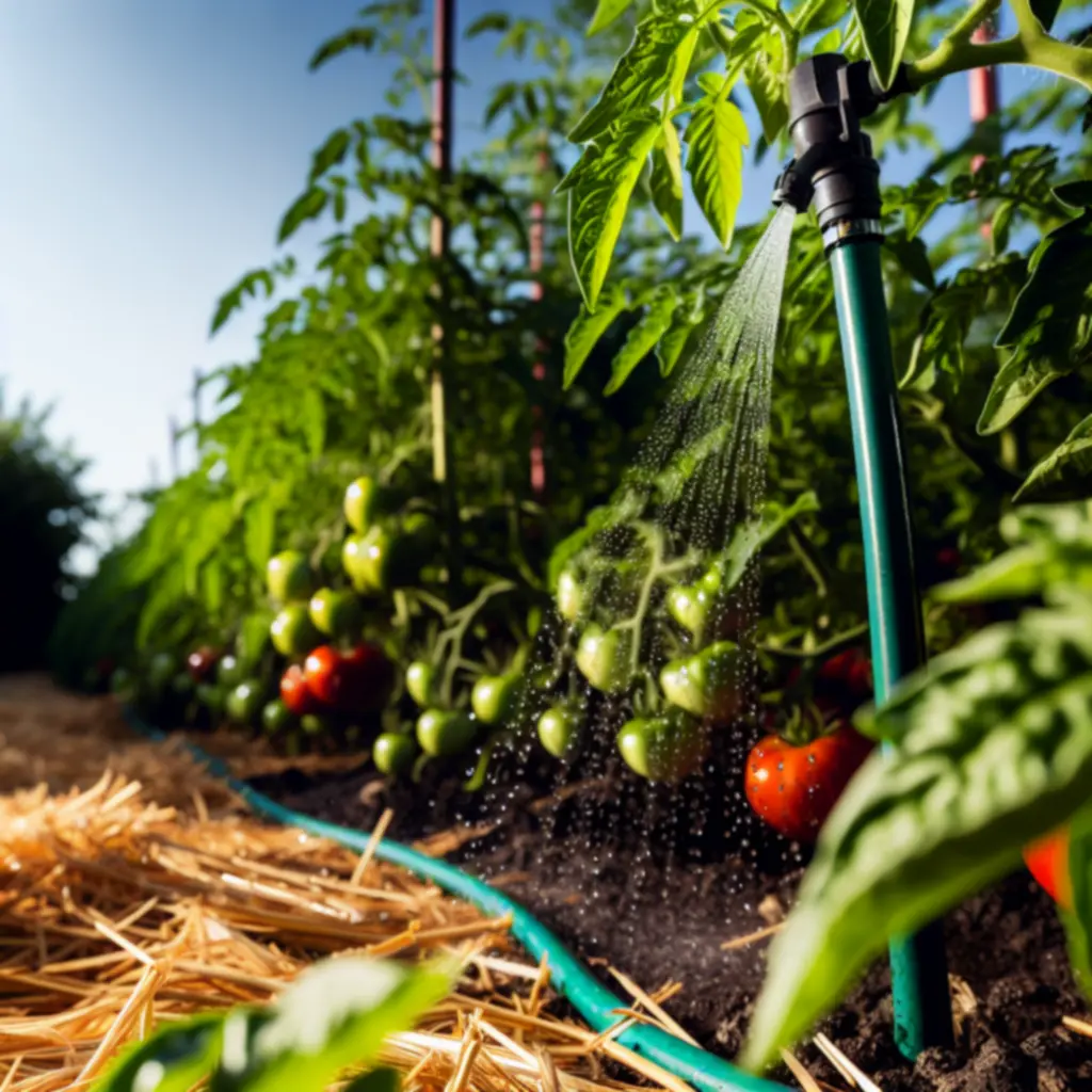 Automatizált öntözőrendszer öntözi a kertet nyáron