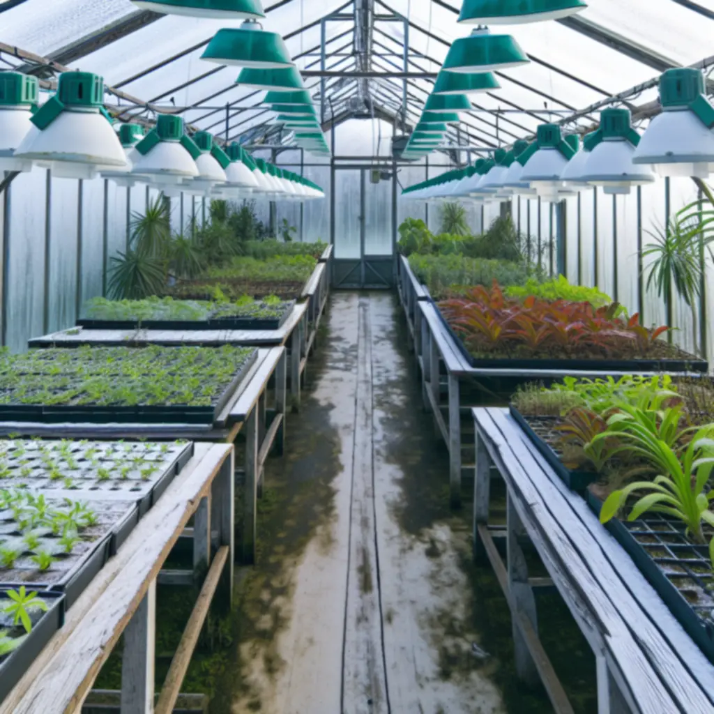 Téli üvegház belső tér beltéri termesztési beállítással